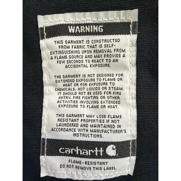 Carhartt FR 101625 Jacket Mens XL Black Quilt Lined Duck Coat Workwear NFPA 2112 - Picture 9 of 10